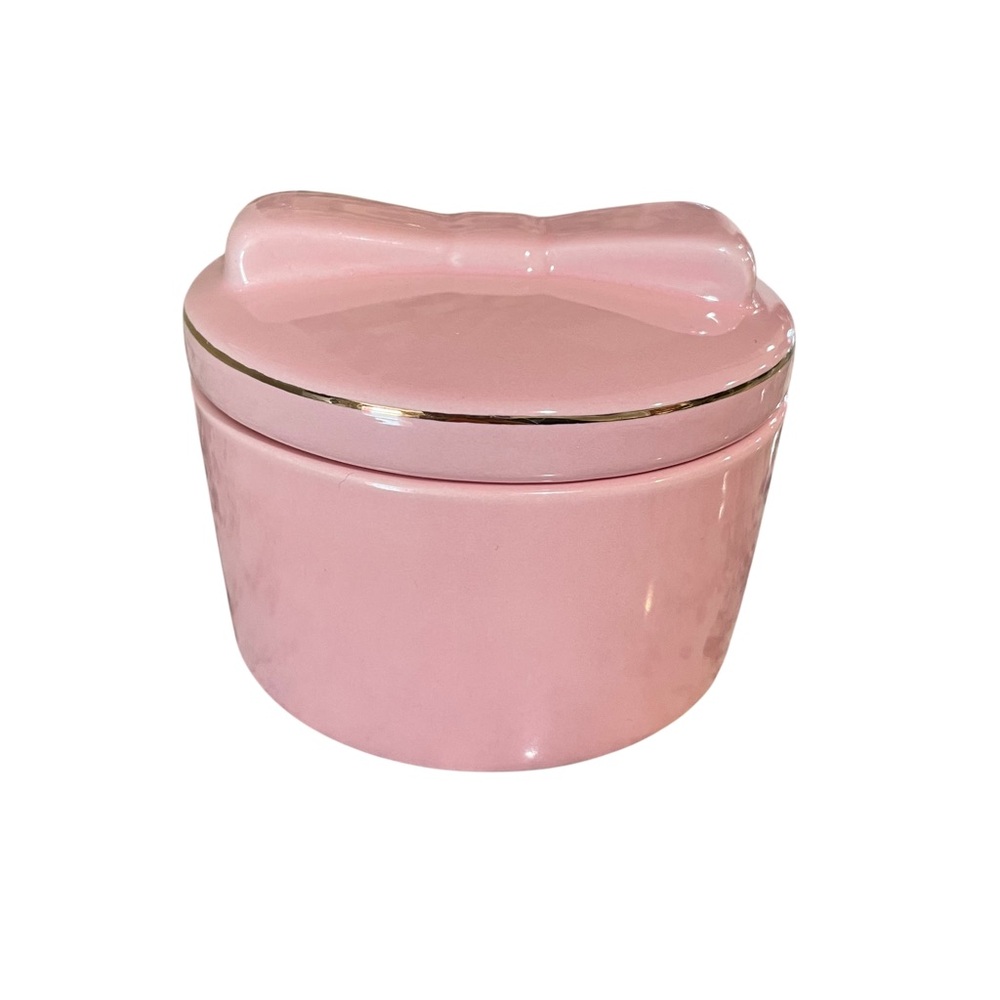 Cupcakes and Cashmere Ceramic Jar with Bow Lid Pink New